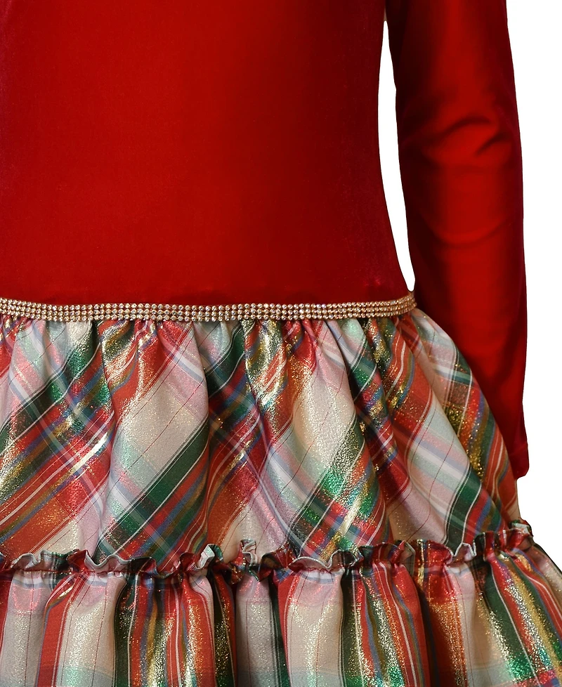 Bonnie Jean Girls 7-16 Long Sleeve Plaid Drop Waist Dress
