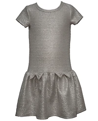 Bonnie Jean Girls 2T-6X 2-Piece Foiled Knit Dress and Bow Cardigan Set