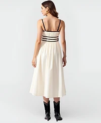 Modenaire Women's Contrast-Trim Spaghetti-Strap Midi Dress
