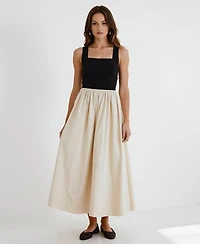Modenaire Women's Two-Tone Halter Maxi Dress