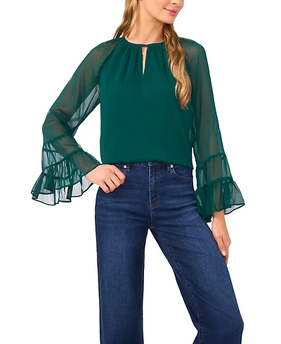 CeCe Women's Tiered Flowy Long Sleeve Top
