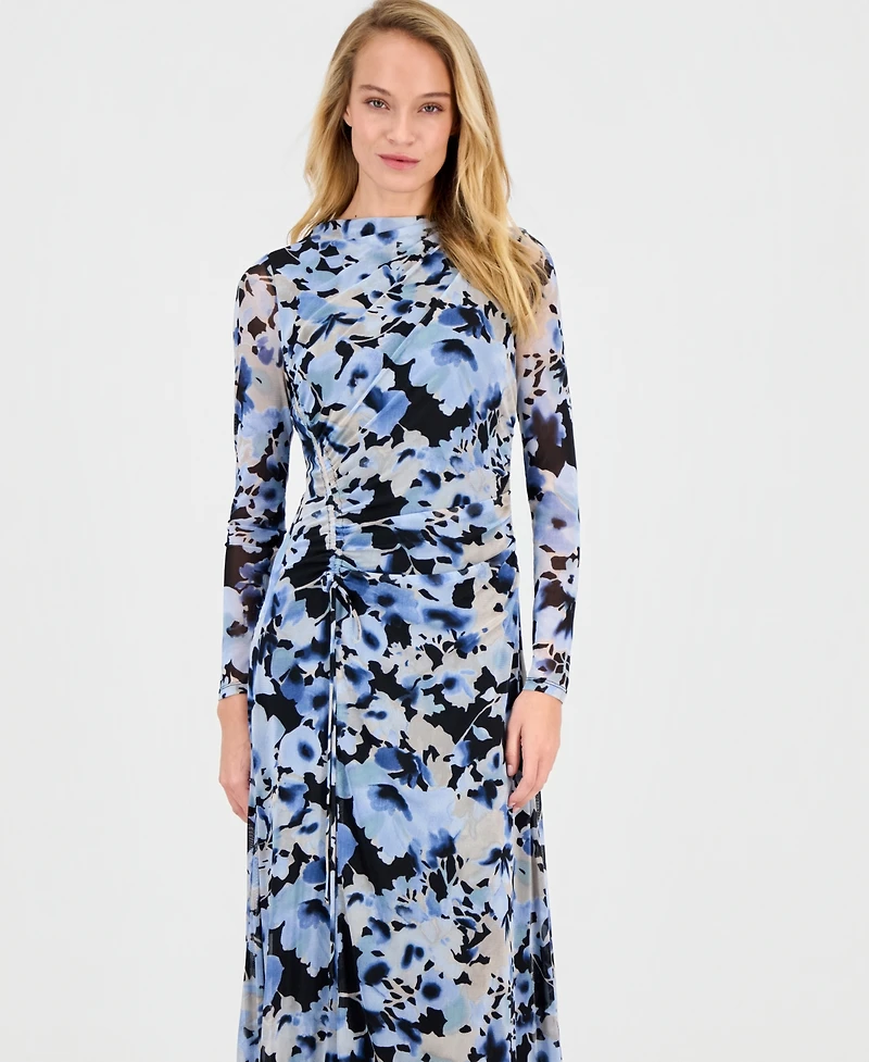 Anne Klein Women's Printed Ruched A-Line Midi Dress