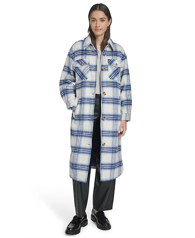 Levi's Women's Regular Long Wool Blend Plaid Coat
