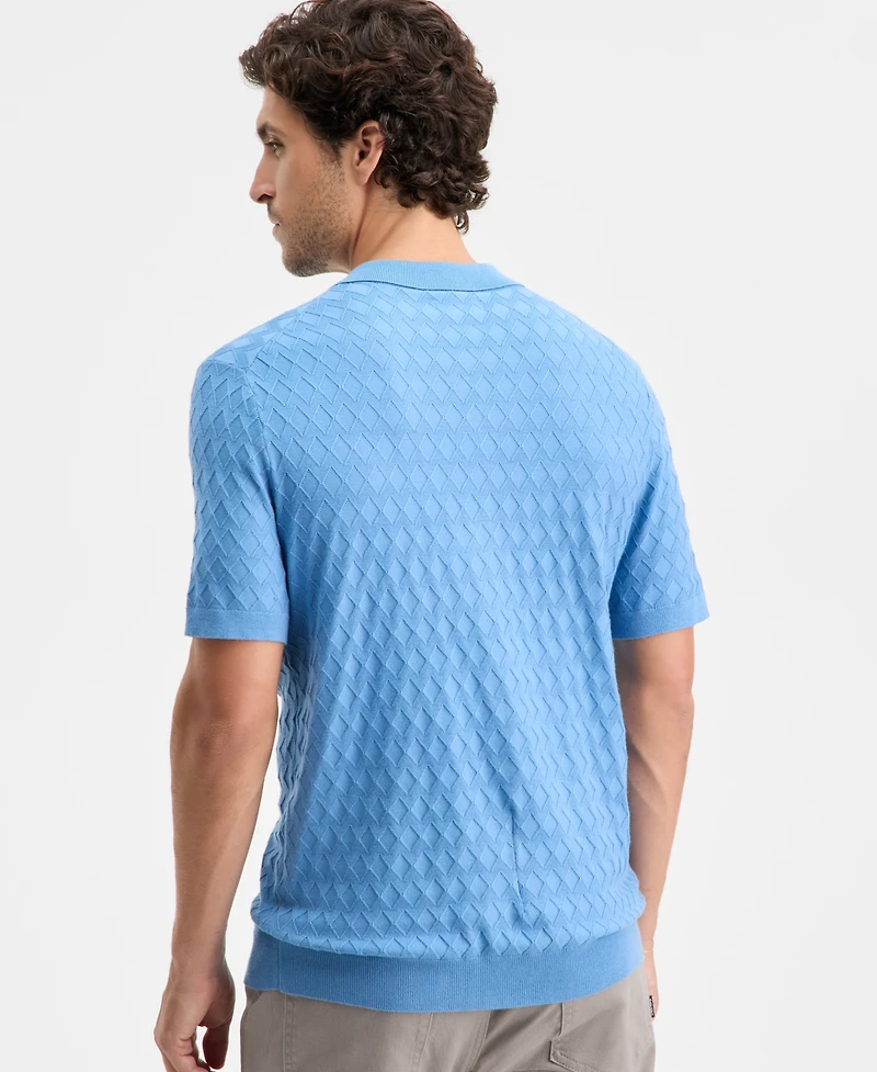 Alfani Men's Short-Sleeve Diamond Zip Polo Sweater, Macy's Exclusive