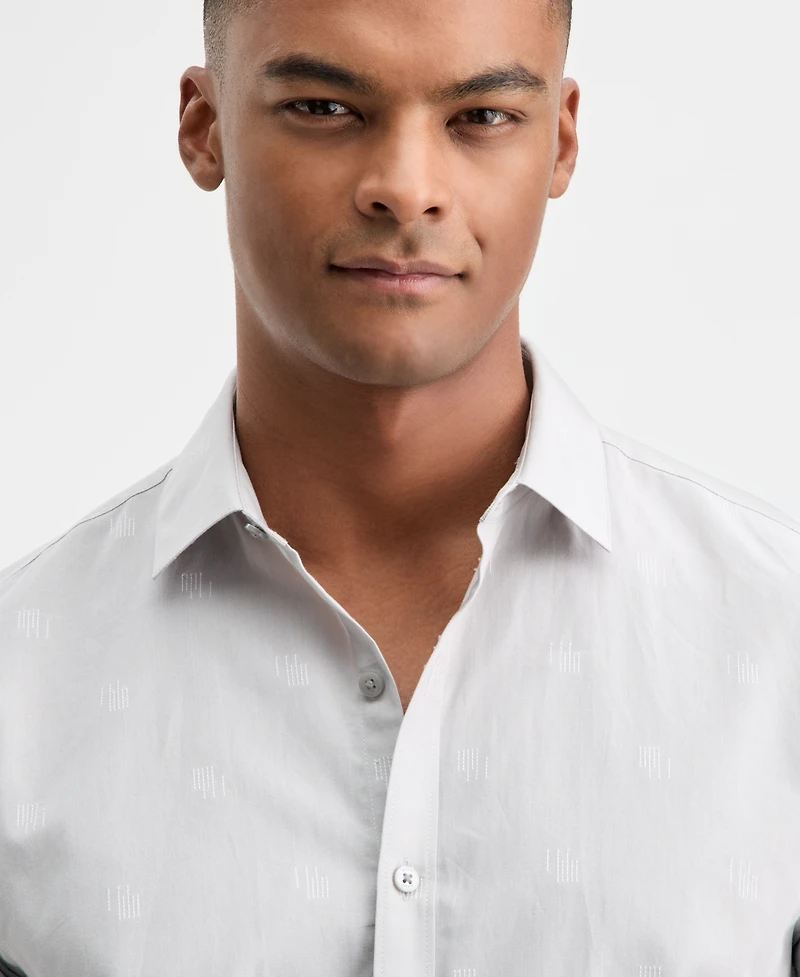 Alfani Men's Long-Sleeve Micro Chevron Shirt, Macy's Exclusive