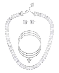 Guess 3-Pc. Rhinestone and Glass Stone Gold-Tone Necklace, Stud Earrings, Bracelet Set