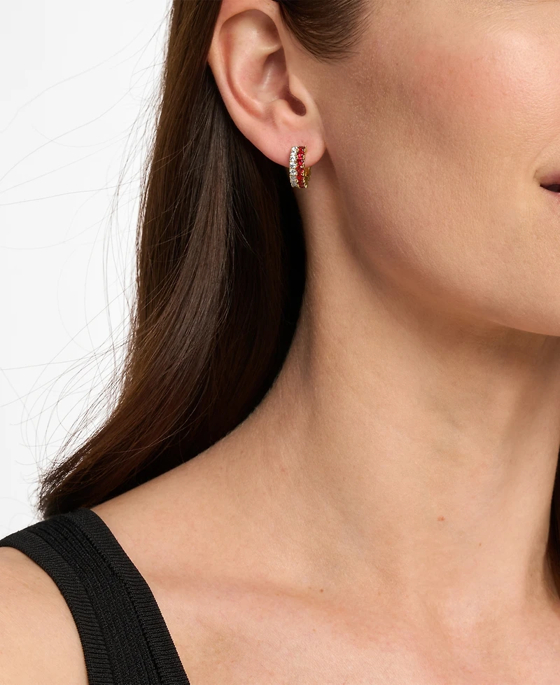 Michael Kors Gold Tone Pave Huggie Earrings