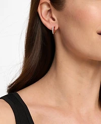 Michael Kors Gold Tone Pave Huggie Earrings