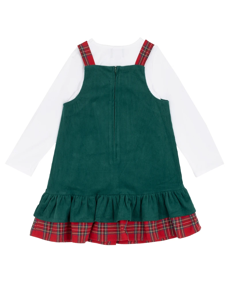 Rare Editions Girls 2T-6X 2-Piece Long Sleeves Top and Applique Detail Jumper Set