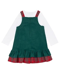 Rare Editions Girls 2T-6X 2-Piece Long Sleeves Top and Applique Detail Jumper Set