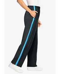 Woman Within Plus Side-Stripe Cotton French Terry Capri