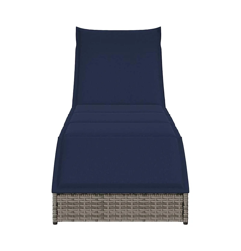 Folding Sun Lounger Grey Pe rattan Standard Foldable