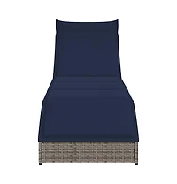 Folding Sun Lounger Grey Pe rattan Standard Foldable