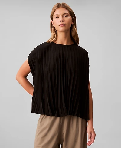 Calvin Klein Women's Pleated Short Sleeve Top