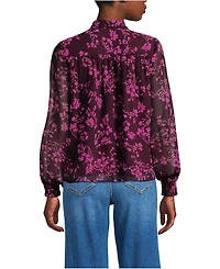 Lands' End Women's Chiffon Removable Tie Neck Blouse