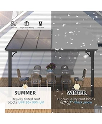 Aecojoy 12'x10' Adjustable Height Wall Mounted Outdoor Gazebos Pergola