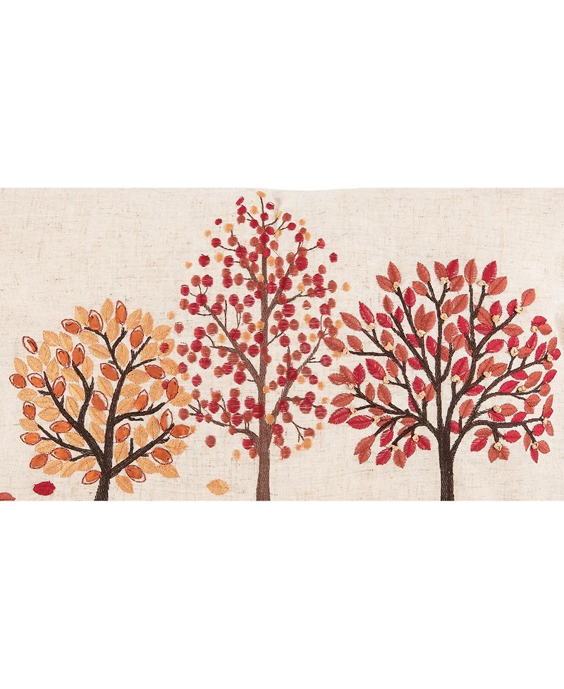 Autumn Forest Falling Leaves Embroidered Mini Accent Pillow 12" x 18"