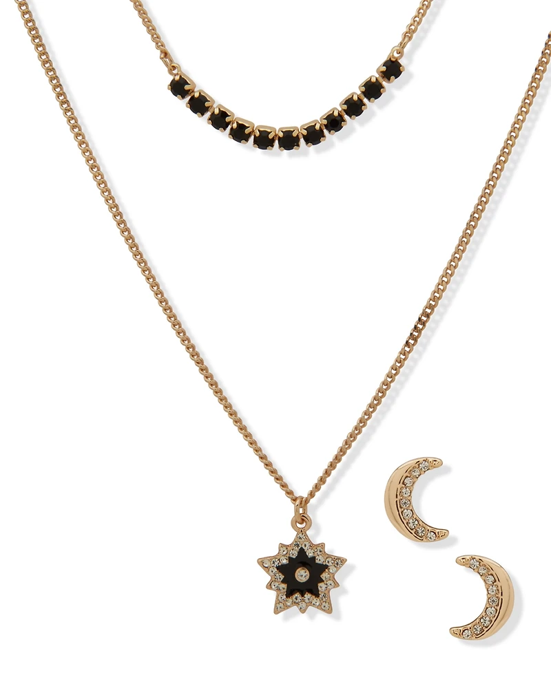 Karl Lagerfeld Paris 2-Pc. Glass Stone Gold-Tone Star Necklace and Earrings Set
