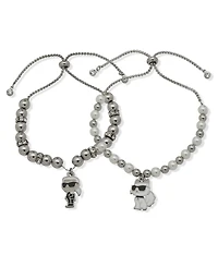 Karl Lagerfeld Paris 2-Pc. Glass Pearl Silver-Tone Slider Bracelet Set