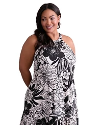 London Times Plus Halter Tiered Maxi Dress