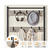 73” H Metal Hall Tree with Shoe Storage Bench Entryway Coat Rack