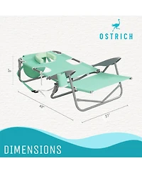Ostrich On-Your-Back Outdoor Reclining Beach Lounge Pool Camping Chair, Teal
