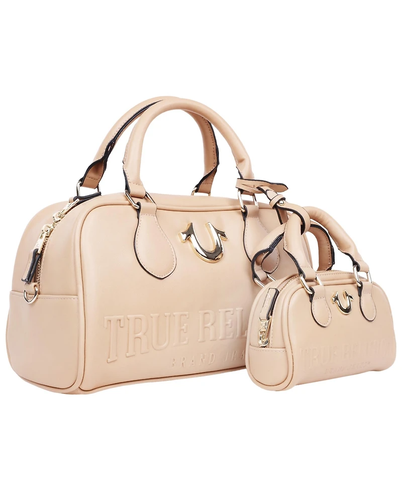 True Religion Logo Satchel with Matching Mini Bag