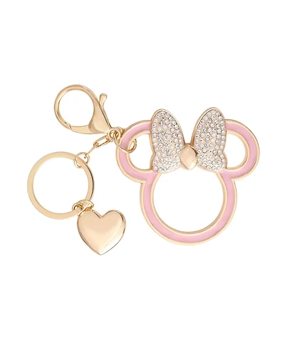 Disney Minnie Mouse Outline Keychain with Crystal Bow and Heart Charm