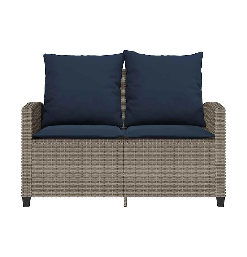 vidaXL Garden Sofa Grey Pe rattan, powder-coated steel, tempered glass