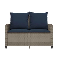 vidaXL Garden Sofa Grey Pe rattan, powder-coated steel, tempered glass