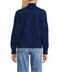 Lands' End Women's Drifter Large Collar Zip Front Cardigan Sweater