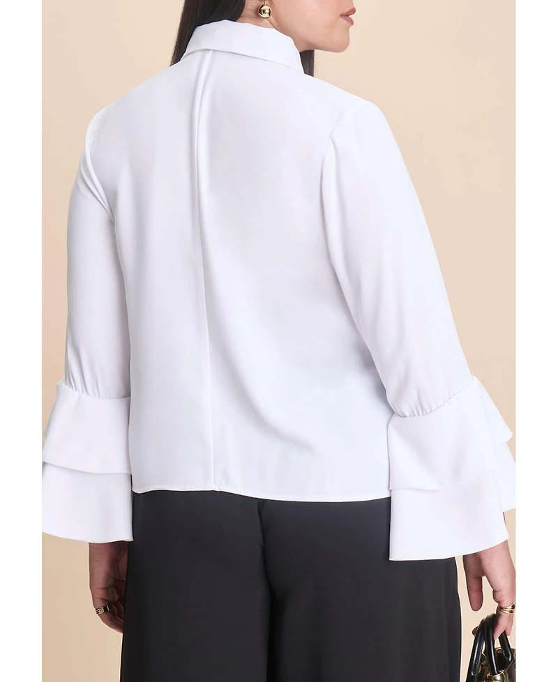 Eloquii Women's Button Up Top With Bows