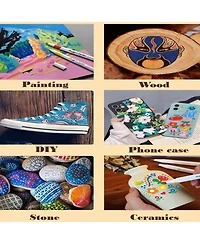 Htutwoo 48 Colors Acrylic Paint Markers, Strong Coverage Quick Dry Waterproof for Home School Glass Metal Wood Ceramic Using