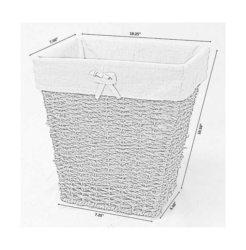 Wickerwise Woven Seagrass Small Waste Bin Lined with White Washable Lining