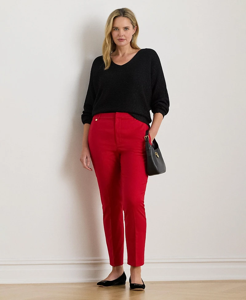 Lauren Ralph Plus Metallic Rib-Knit Dolman-Sleeve Sweater