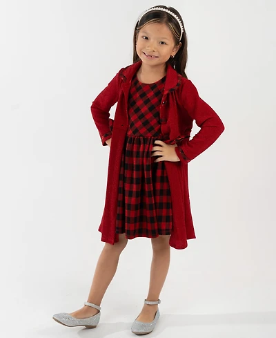 Rare Editions Girls 2T-6X 2-Piece Long Sleeves Coat and Dress Set
