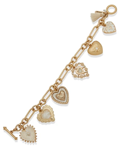 lonna & lilly Gold-Tone Heart Charm Toggle Flex Bracelet