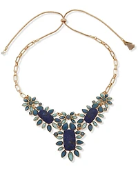 lonna & lilly Gold-Tone Blue Stone Cluster Frontal Necklace