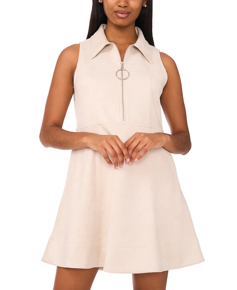 Msk Women's Collared Sleeveless Zip Front Dress