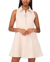 Msk Women's Collared Sleeveless Zip Front Dress