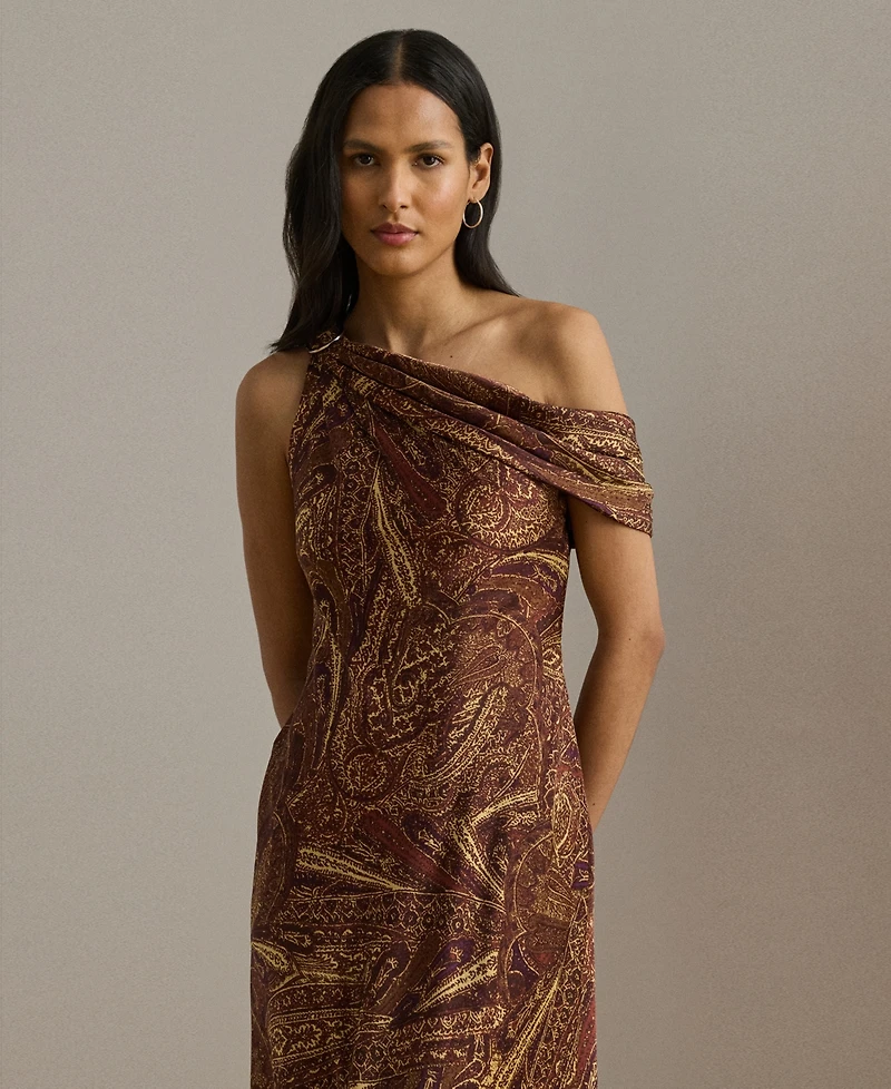 Lauren Ralph Women's Print Buckle-Trim Off-The-Shoulder Gown