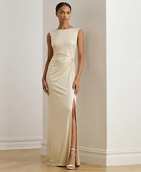 Lauren Ralph Women's Buckle-Trim Metallic Gown
