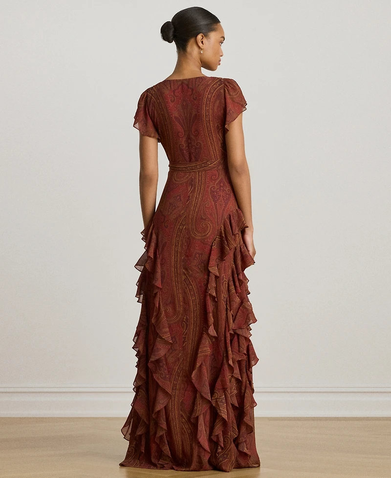 Lauren Ralph Women's Paisley V-Neck Gown