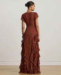 Lauren Ralph Women's Paisley V-Neck Gown