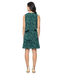Sl Fashions Women's Sleeveless Burnout V-Neck Asymmetric Tiers Dress