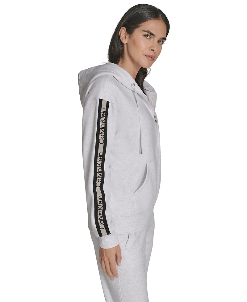 Calvin Klein Women's Fleece Logo Tape Hoodie Jacket