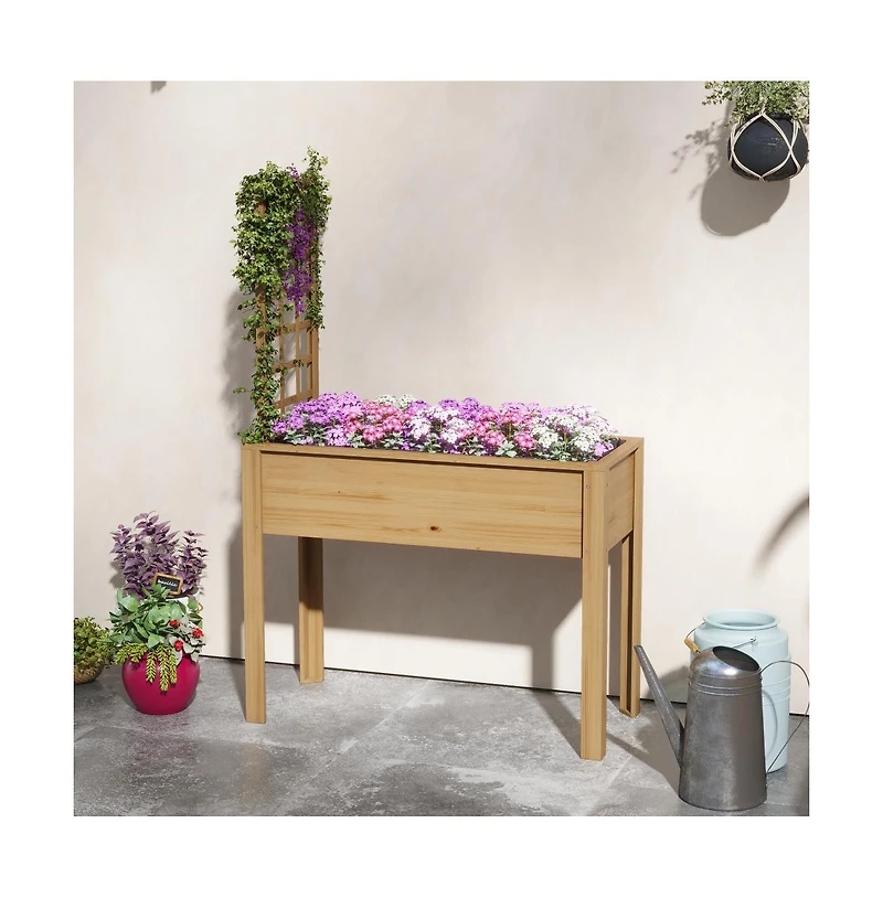 Chic Crate Outsunny Raised Garden Bed with Trellis