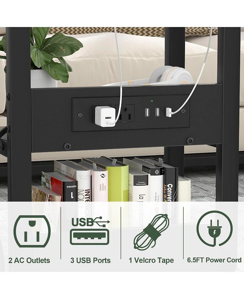 Aheaplus Height Adjustable C Table with Usb Port and Wheels