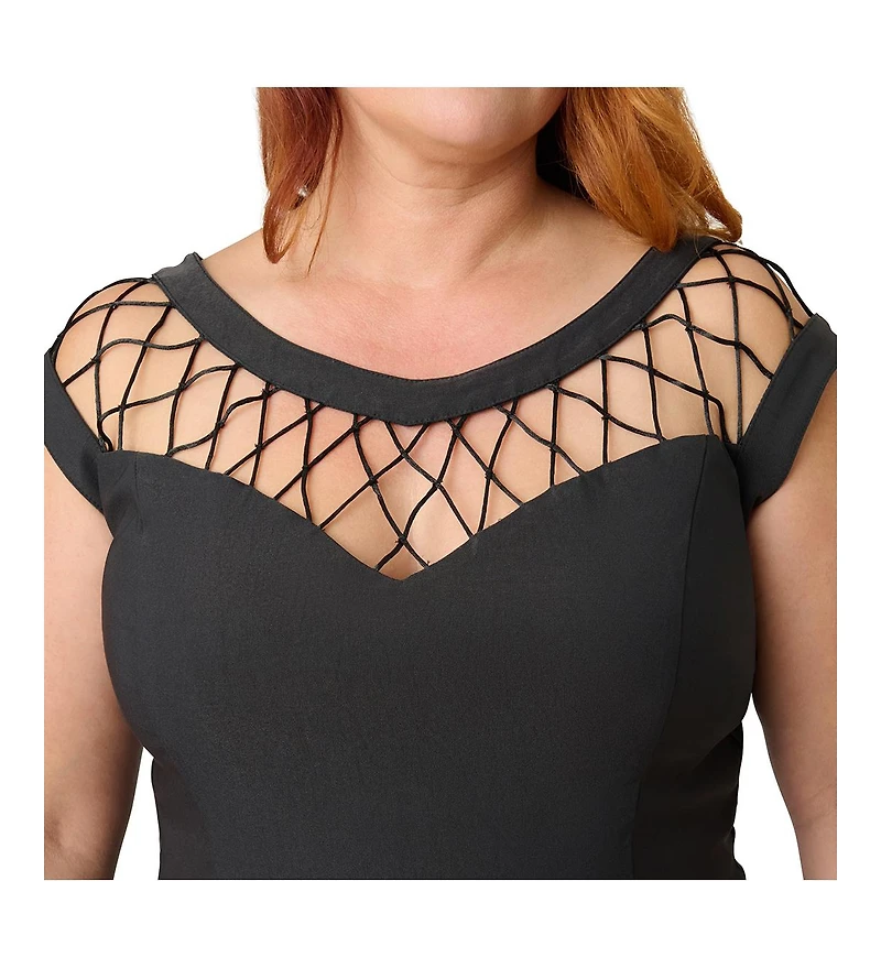 Unique Vintage Plus Diamond Cutout Swing Dress