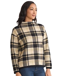 Jones New York Women's Plaid Mock Neck Sweater